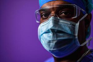 Surgeon in Scrubs and Mask Celebrating a Successful Medical Operation photo