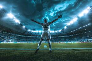 Soccer Player Celebrating Goal with Empty Stands Dynamic photo