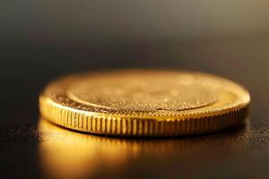 Gen Coin with Shallow Depth of Field   ed and Gleaming Coin Background photo