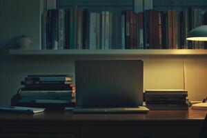 Programmers Desk with Laptop and Coding Books    and  Background photo