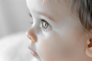 Babys face  with a  background for a serene appearance photo