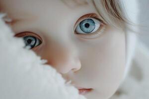 Babys face with a  background creating a calm ambiance photo