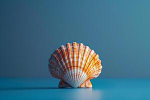 Blue Gradient Background with Single Seashell photo