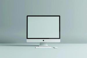 Light Grayish Computer Monitor Mockup Screen for  Digital Presentation photo