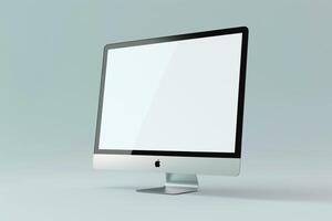 Computer Monitor Mockup Screen on Light Grayish Background photo