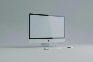 ist Computer Monitor Mockup on Light Grayish Background photo