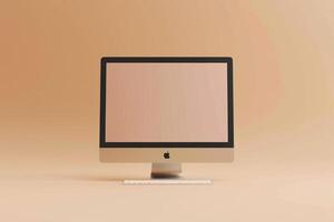 Light Beige Background Featuring Computer Monitor Mockup Screen photo