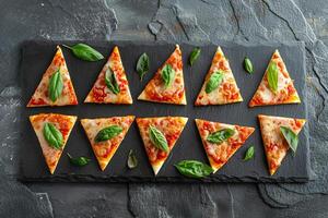 Office Workspace with Margherita Pizza Slices photo