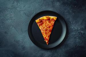 Single Slice of Pizza with Toppings on   Plate with Textured s photo