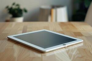 Tablet Mockup on   White Surface with   Design for Digital Use photo