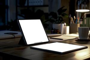 Tablet Mockup with   White Surface for Tech and   Use photo