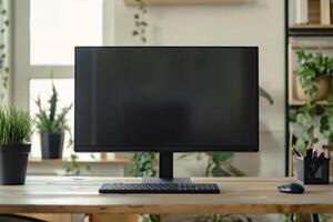 Desktop Computer Mockup on   White Surface for Professional Use photo