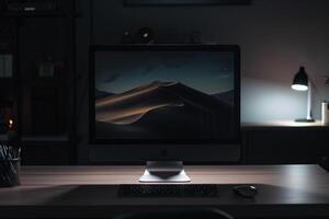 Contemporary Desktop Computer Mockup on   White Background for Office Use photo
