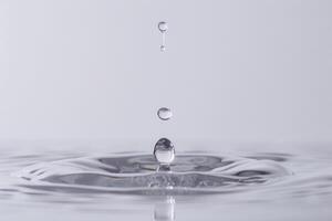 Single Water Droplet Creating Ripples in a Tranquil Pool of Water photo