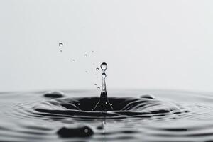 Single Water Droplet Falling into a Calm Pool Creating a Ripple Effect photo