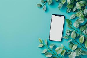 Mobile Phone Mockup Screen for High Tech Work Setup photo