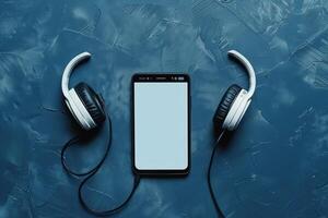 Contemporary Mobile Phone and Headphones Display photo