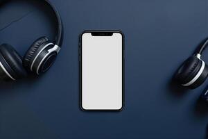 Premium Mobile Phone Mockup with Advanced Headphones photo