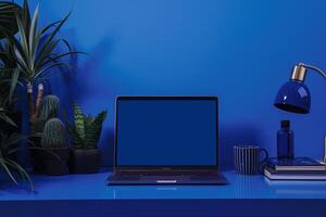 Laptop Mockup with Academic Background for E Learning Platforms photo