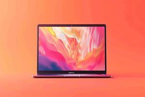 Laptop Mockup Featuring Graphic Design Background for   Work and Design Presentations photo
