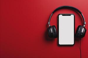 Mobile Device Mockup with Screen and Headphones for Professional Digital Communication photo