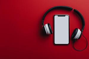 Mobile Device Mockup Screen and Headphones for Professional Digital Media photo