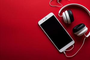 Mobile Device Mockup Screen and Headphones for Digital Communication Solutions photo