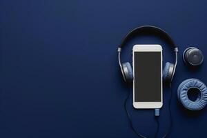 Mobile Device Mockup Screen and Headphones for Professional Use in Tech Environments photo