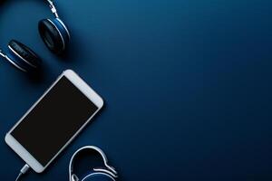 Mobile Device Mockup Screen and Headphones for Advanced Digital Communication Solutions photo