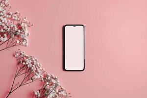 Mobile Phone Mockup Screen with   Visual Background photo