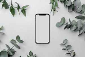 Mobile Phone Mockup Screen with High Resolution Display Background photo