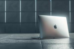 Laptop Mockup with a Futuristic Background Representing Cutting Edge Technology photo