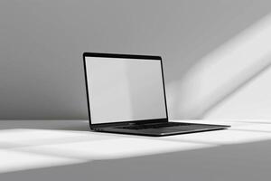 Laptop Mockup with Professional Desktop Setup Perfect for Web Design Presentations photo