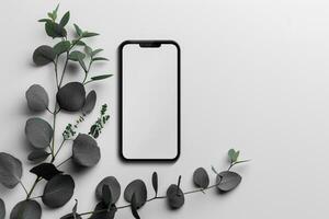 Mobile Phone Mockup Screen with High Resolution Display Background photo