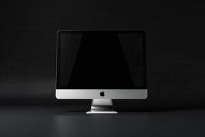 Computer Monitor Mockup with White Screen on Contemporary Background photo