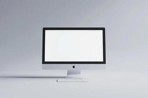 Computer Monitor Mockup with Glossy White Background and   High Resolution Screen photo