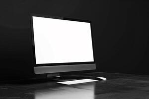 Computer Monitor Mockup with Glossy Surface and High Resolution Screen Background photo