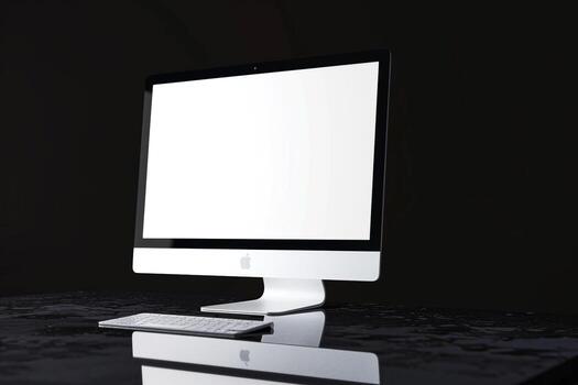 Computer Monitor Mockup with Glossy White Background and   High Resolution Display photo