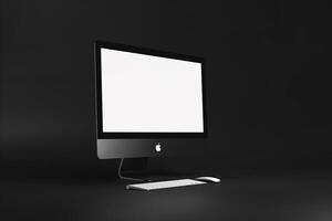 Glossy Computer Monitor Mockup with High Resolution Display on White Background photo