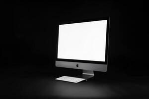 Computer Monitor Mockup on Glossy White Background with High Resolution Display photo
