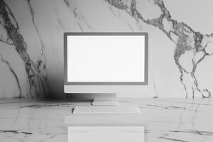 Glossy Computer Monitor Mockup with High Resolution Display on White Background photo