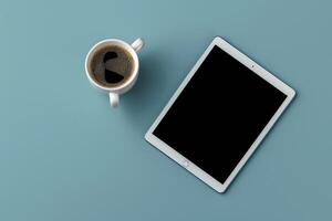 Sky Blue Tablet Screen Mockup on a Professional Background for App and Web Design photo