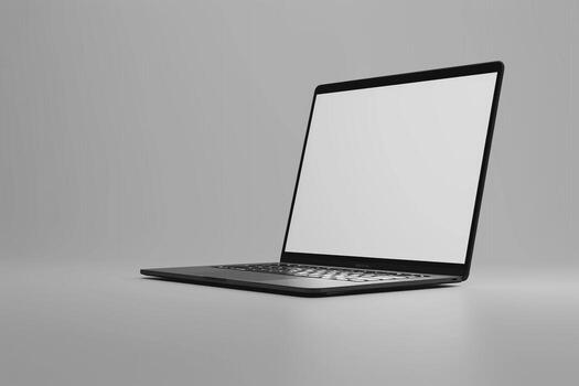 Laptop Mockup with a Digital Display and Functional Workspace Background photo