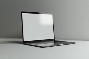 Innovative Laptop Mockup with a ed Digital Interface and Workspace photo