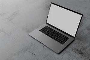 Advanced Laptop Mockup with a High Resolution Tech Interface and Workspace photo