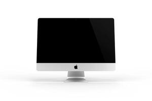 Glossy Computer Monitor Mockup with High Resolution Display on White Background photo