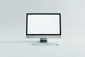 Computer Mockup Background Featuring Wireless Keyboard and   Desk photo