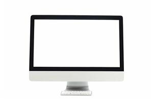 Computer Mockup Background with Wireless Keyboard and High Tech Setup photo