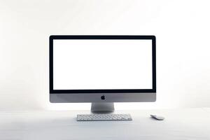 Computer Mockup Background Featuring Wireless Keyboard and   Setup photo