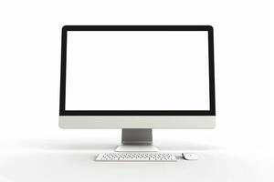 Computer Mockup Background with Trendy Design and Functional Desk Setup photo